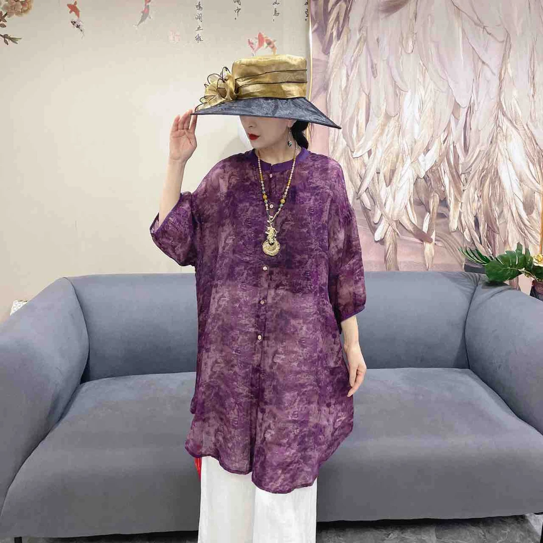 0361苎麻高端女装2025年夏季爆款中年妈妈装国风宽松上衣
