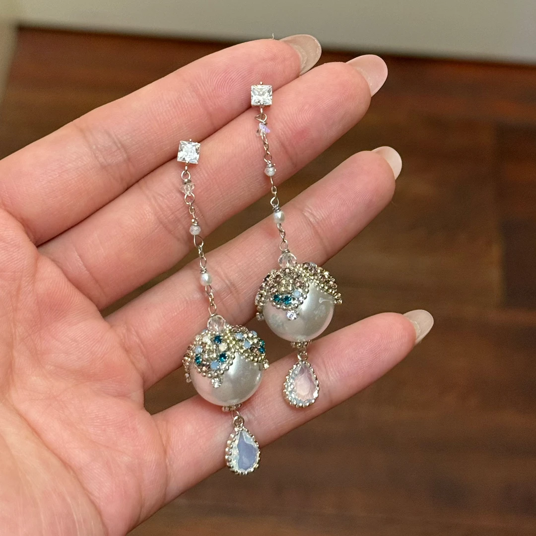 铜合金仿珍珠耳饰 长款E0531东大门定制手工日韩精品流苏耳环