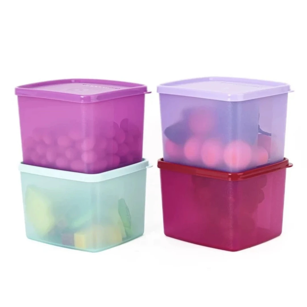 特百.惠800ML方形彩色保鲜盒冰箱冷藏蔬菜水果零食储藏密封实用