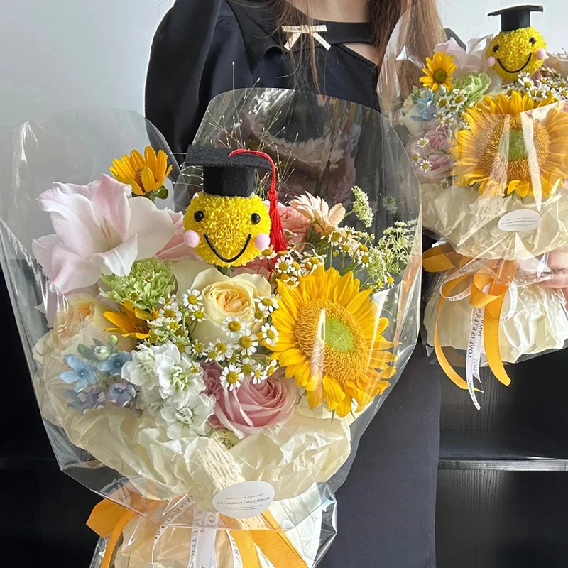 泽林高考毕业季乒乓菊表情包笑脸博士帽太阳花diy材料包花店材料