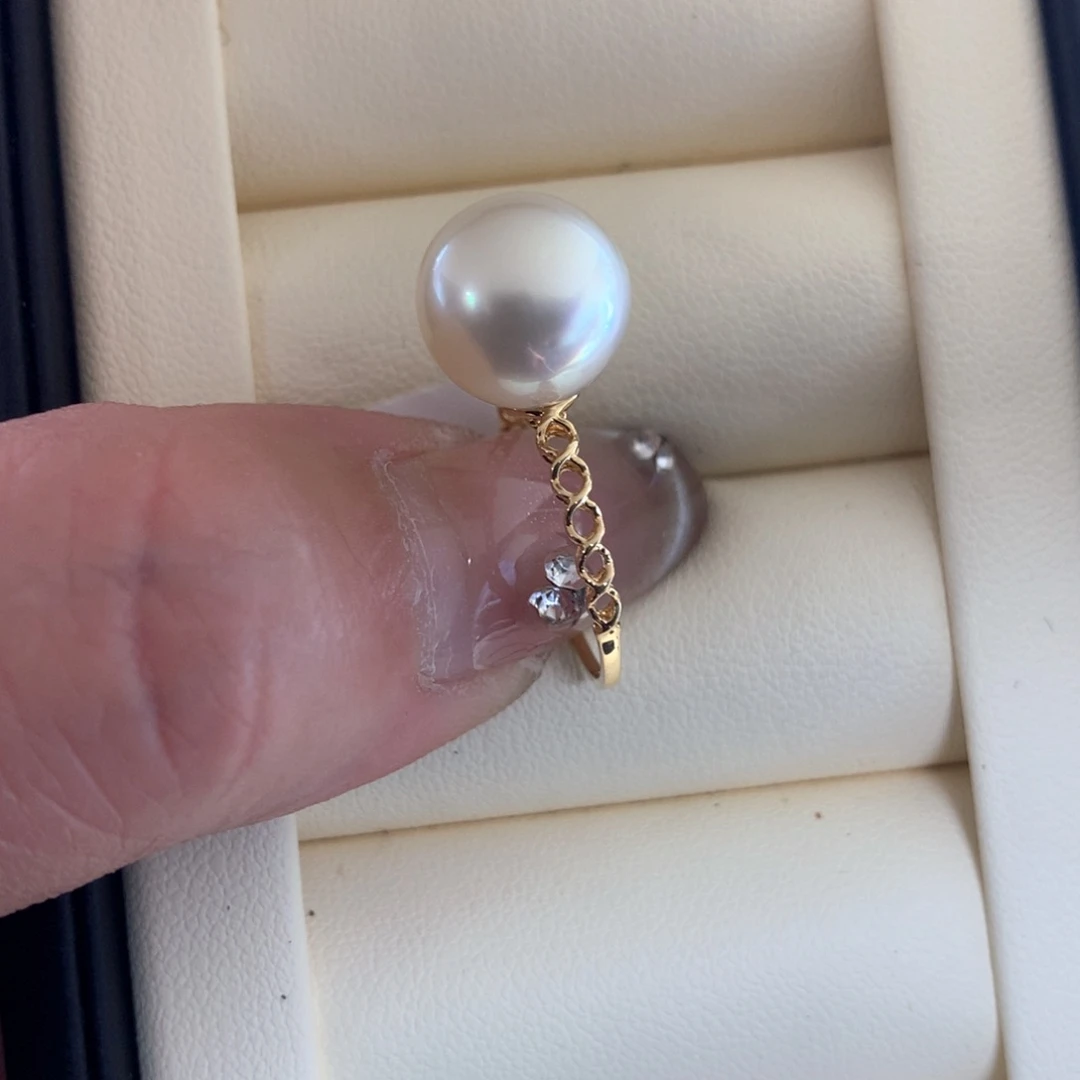 海水珍珠戒指18K金镶嵌