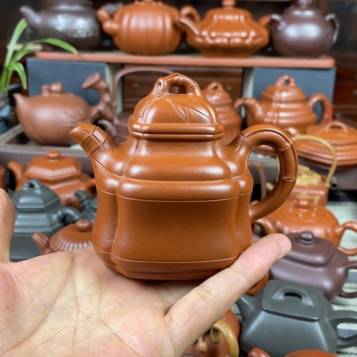 茶壶紫砂四方竹鼎150-200-260-350cc原矿赵庄朱泥特价