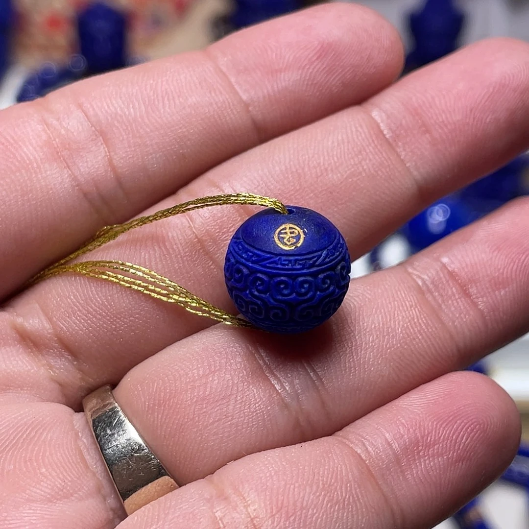 青金石未镶嵌回纹珠14mm单珠