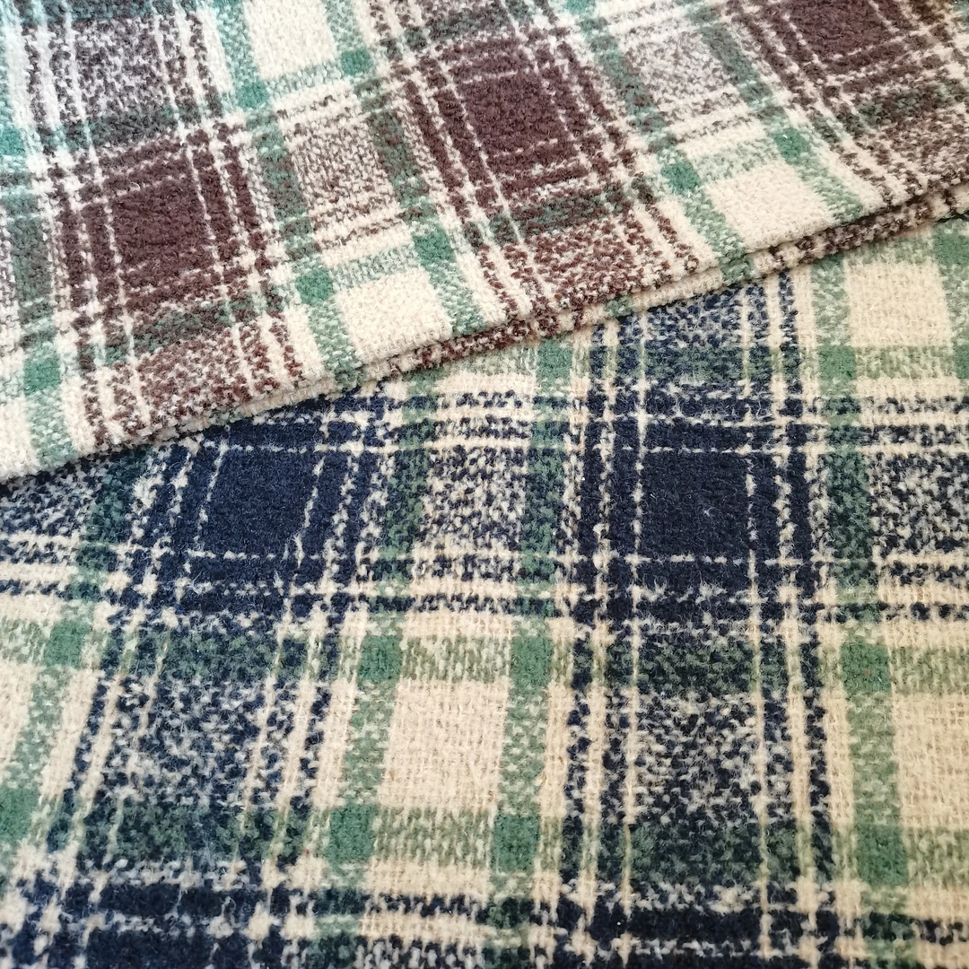 新款格子毛呢外套面料柔软透气高端时尚洋气款马甲裙套裙大衣布料