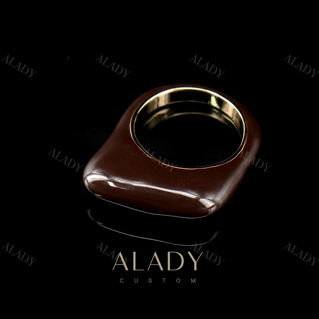 合金戒指 摩卡色浓郁巧克力珐琅彩戒指-XRL0099