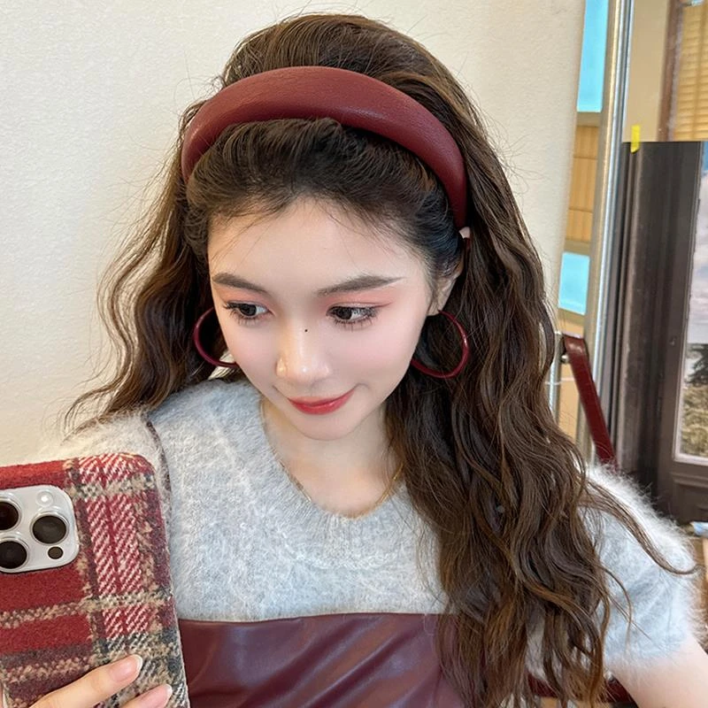 依然~复古酒红色发卡发箍女2025新款简约头箍防滑不压发头饰