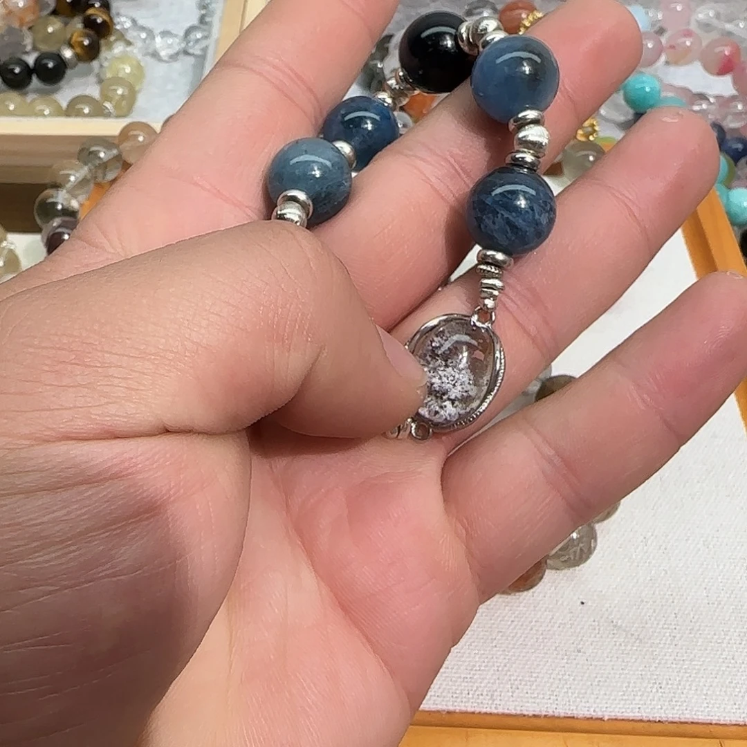 烟晶银S925镶嵌手链