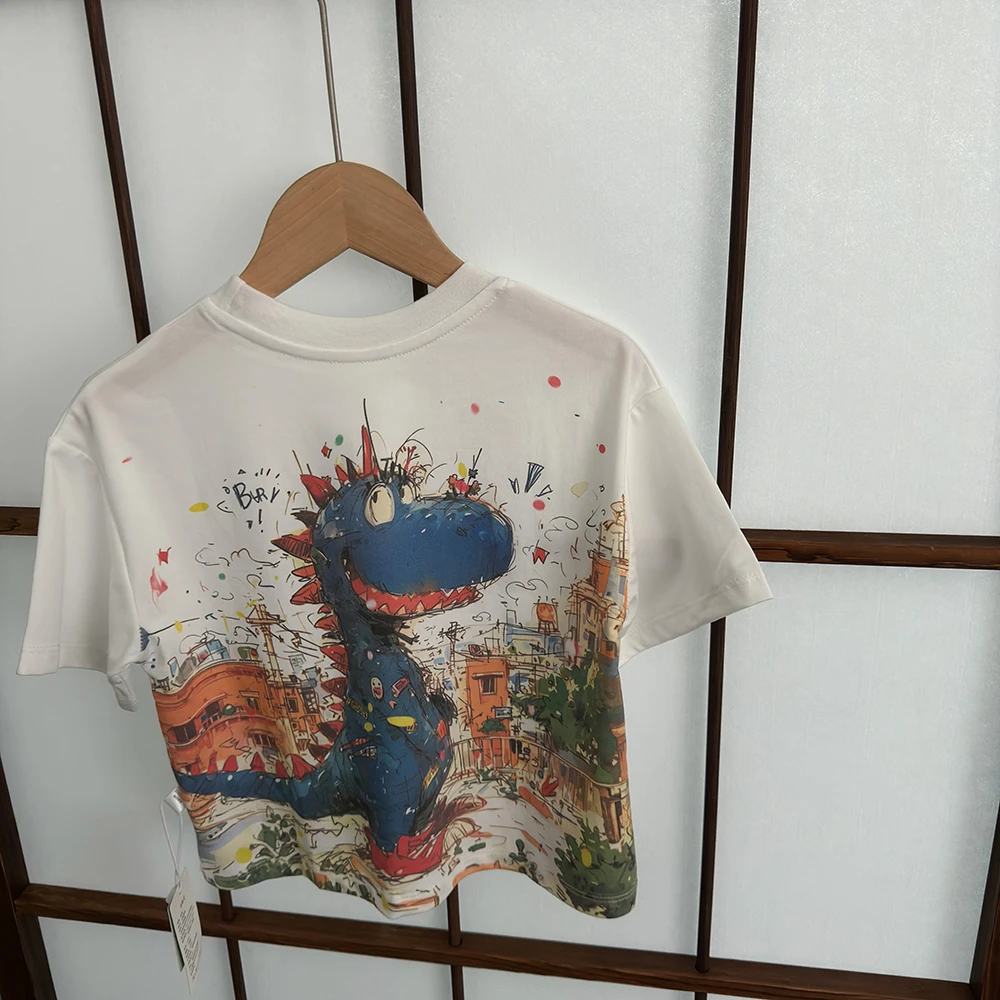 2025夏款纯棉男童休闲时尚百搭恐龙短袖