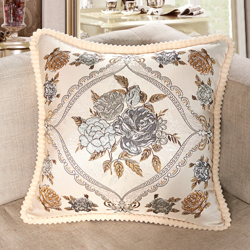 58大号床头靠背欧式提花高档刺绣沙发靠背垫腰靠抱枕
