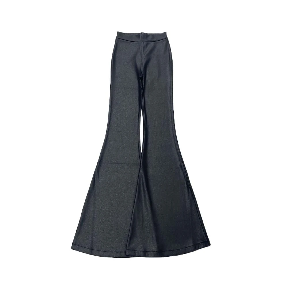 2185【黑色亮面后拉链大喇叭】雪花绒春秋款37