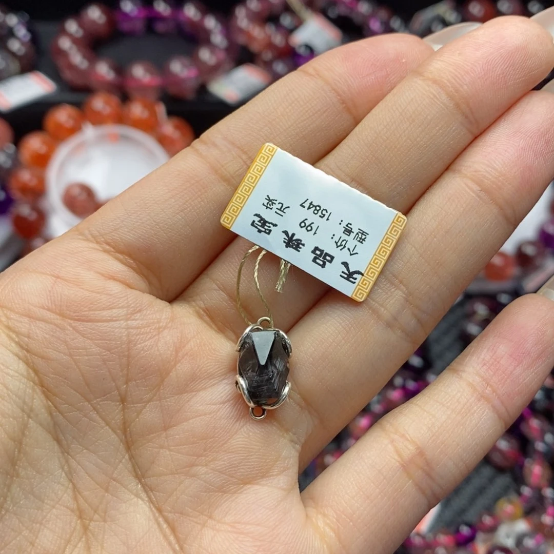 水晶手链银S925镶嵌肥*杰黑银钛15847定制不退换