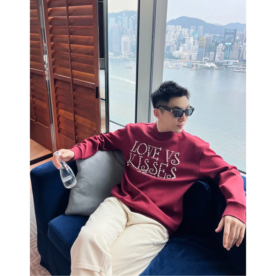 【珍珠一号】秋季潮男液氨空气棉宽松套头卫衣基础百搭弹力打底