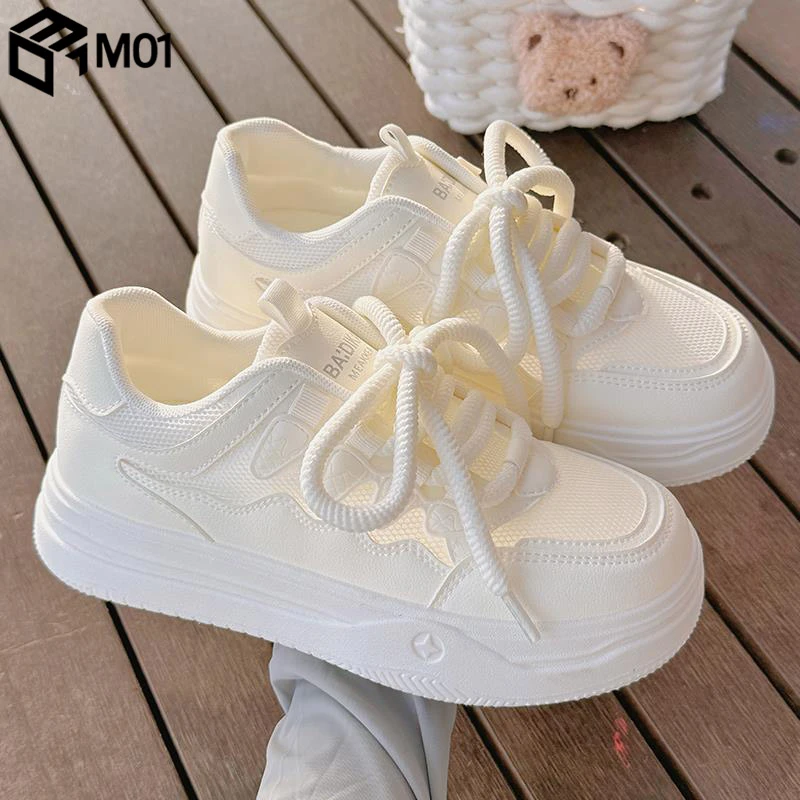 M01小白鞋女夏季薄款网鞋女透气网面鞋子厚底休闲百搭运动板鞋