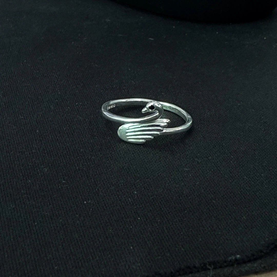 足银戒指 足银天鹅开口戒*（多样性发一件）