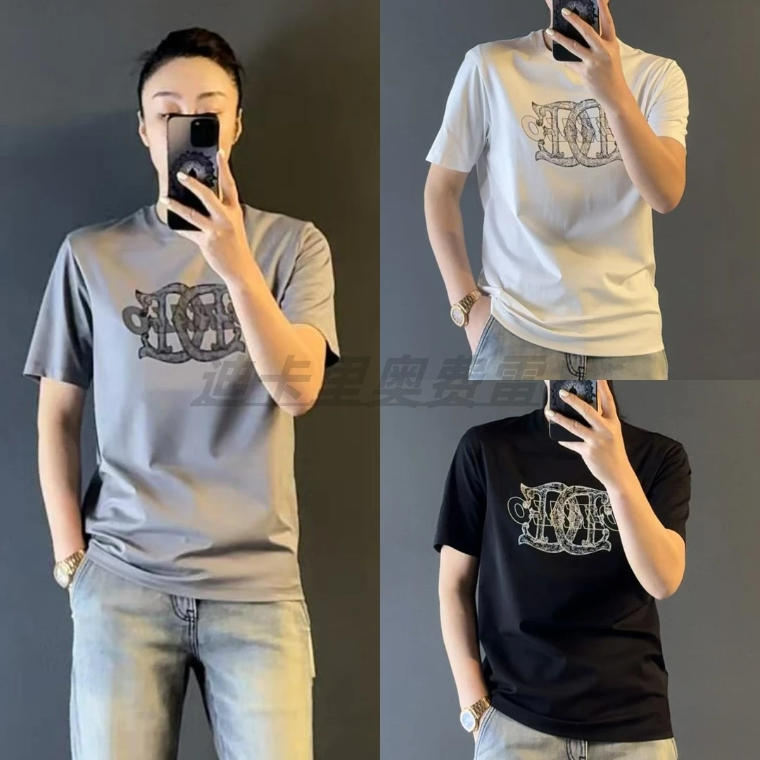 迪卡里奥费雷男士索罗娜短袖52DT265夏季男装贴布提花亲肤舒适短T