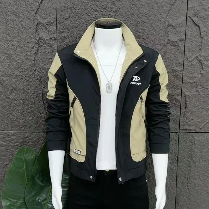 秋季新款男装夹克外套修身显瘦百搭洋气潮流时尚男士外套背面贴标
