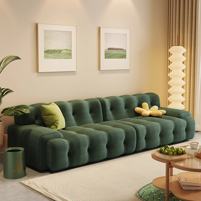 木屋记意式极简布艺沙发新款客厅现代简约绿色小户型落地直排沙发