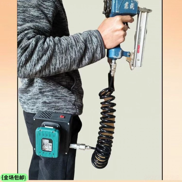新疆西藏包邮木工便携式双缸迷你空压机气泵可拆卸锂电大电池通用
