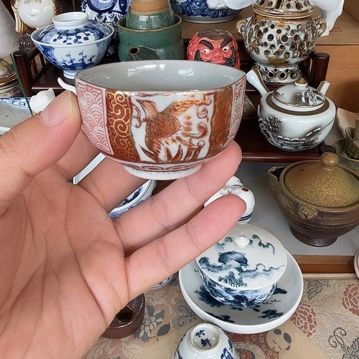 瓷片九谷杯子一个好看的