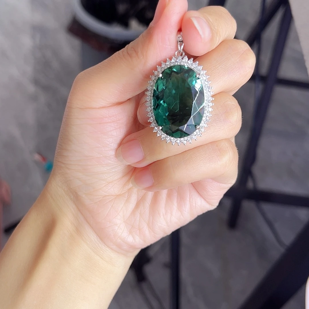 颈饰银S925镶嵌碧玺