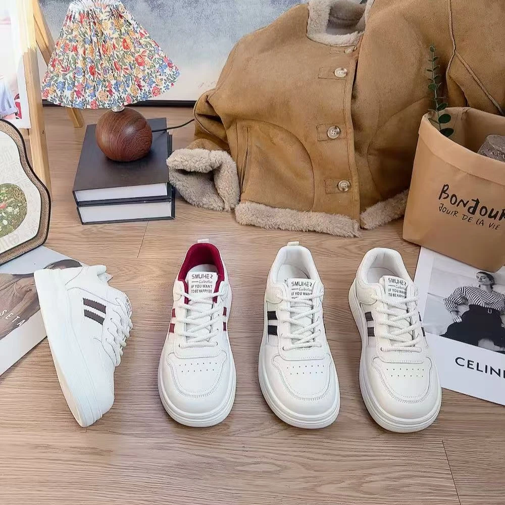 S502新款系带圆头舒适百搭软底休闲时尚小白鞋