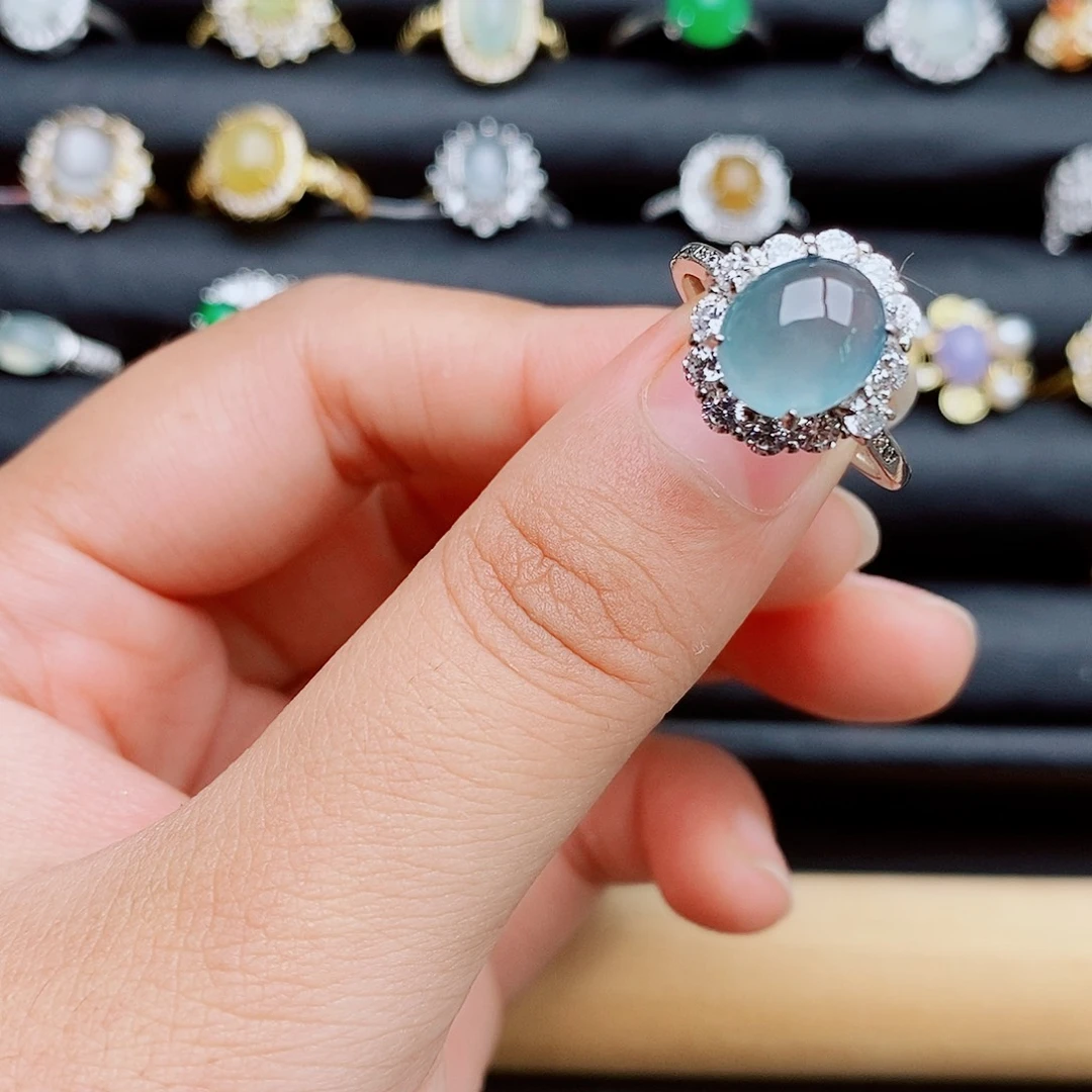 翡翠戒指银S925镶嵌111111