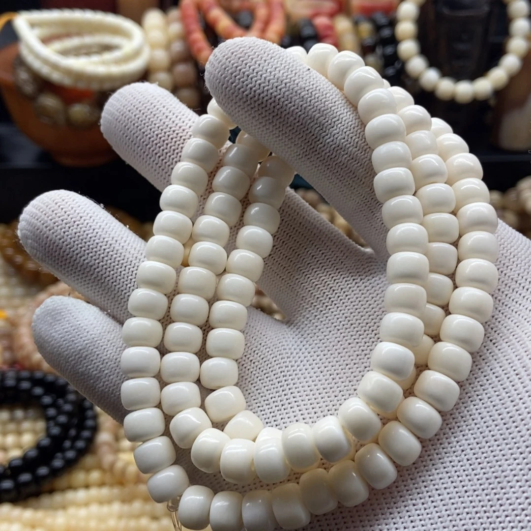 驼骨手串/手链8毫米骨瓷白108