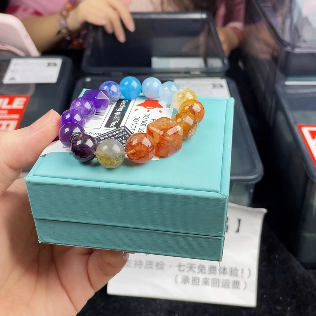 水晶手串银S925镀金镶嵌