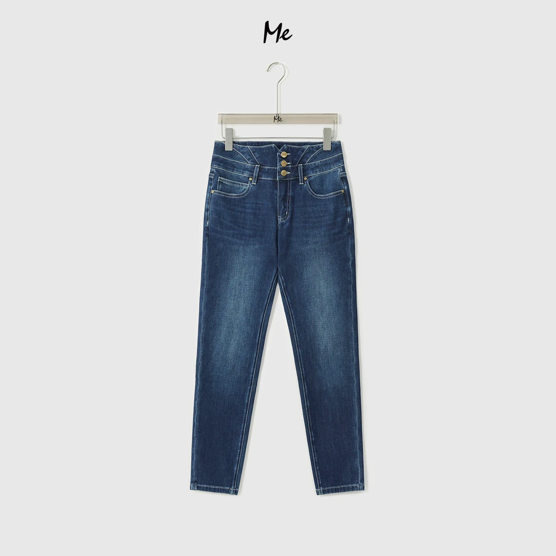 ME【沙漏腰小脚蓝牛】高腰高弹显瘦百搭时尚做旧水洗牛仔裤MESA0443