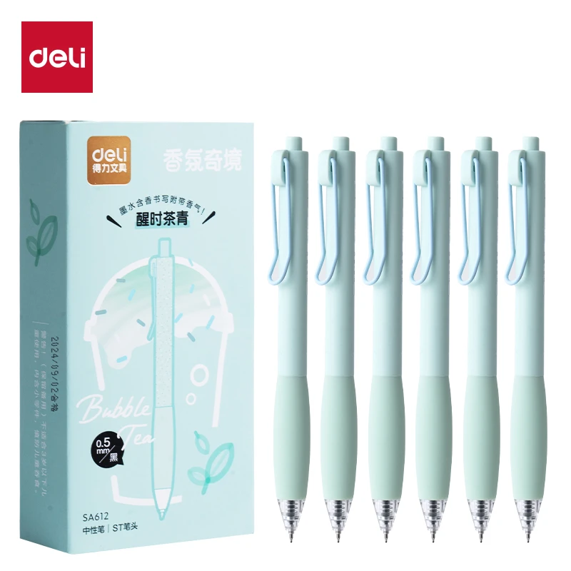 得力SA612香味按动常规中性笔0.5mmST头(黑)(支)