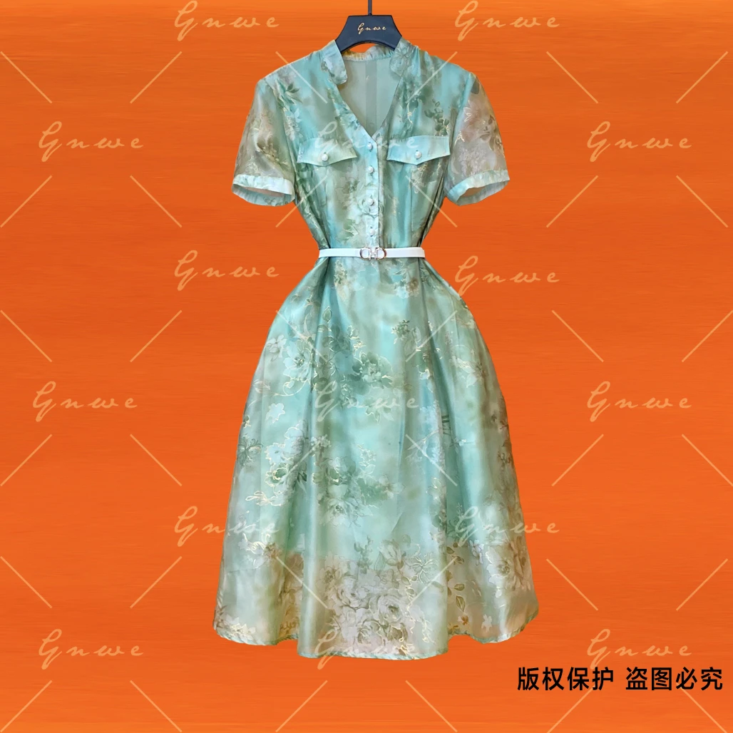 【私人订制】夏季新款轻奢高定洋气优雅连衣裙G0425