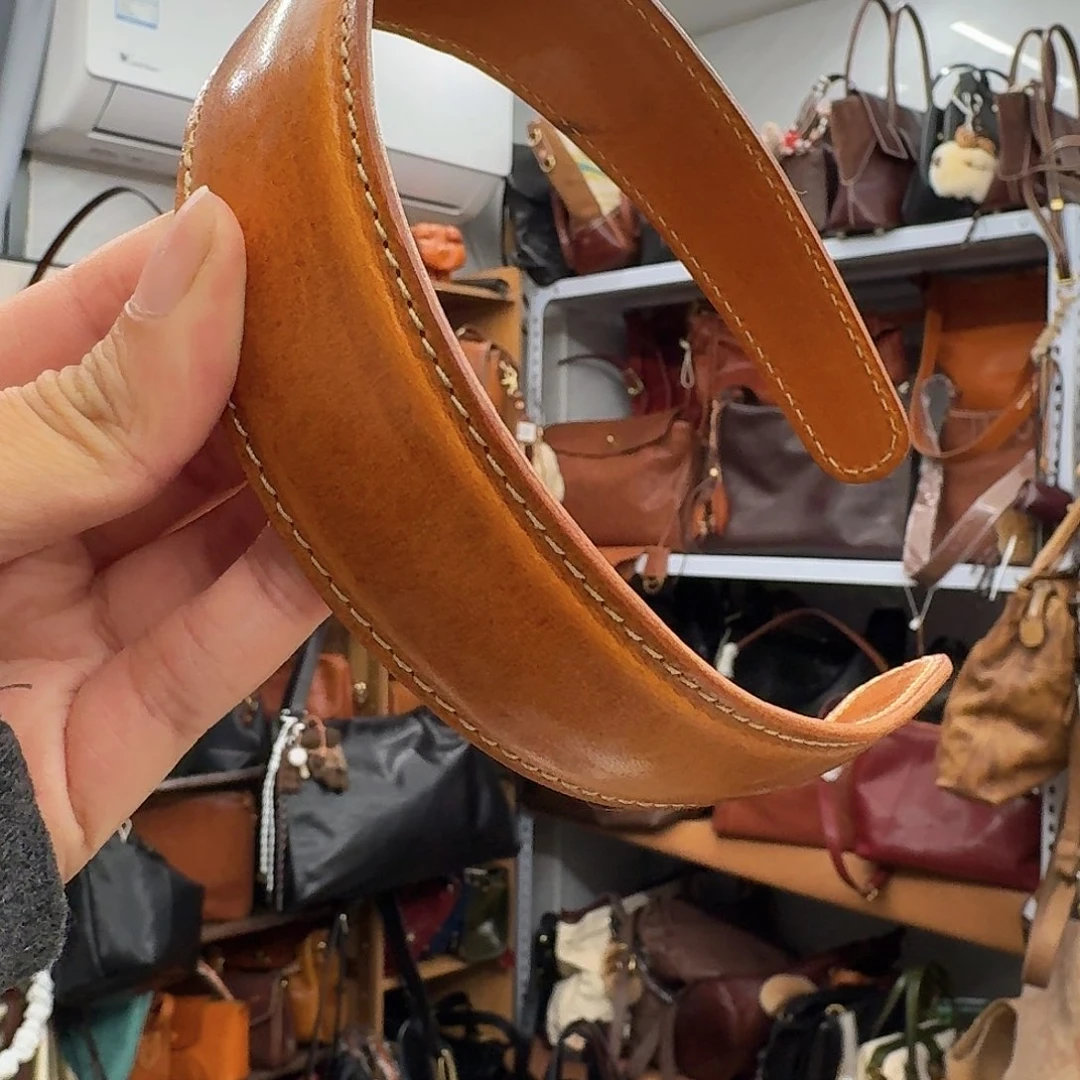 头层牛皮棕色发箍