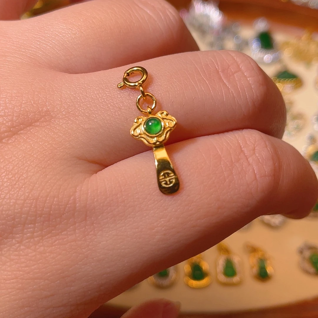 吊坠(不含链)银S925镶嵌翡翠