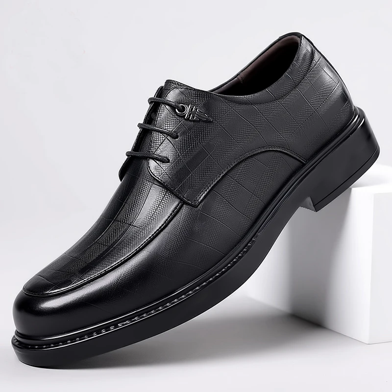 皮鞋男士商务休闲鞋伴郎青年婚礼鞋新款简约百搭时尚德比男鞋潮鞋
