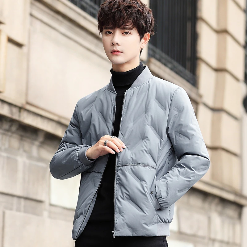 2025冬季小码男装新款时尚潮流休闲短款修身时尚立领保暖羽绒服男