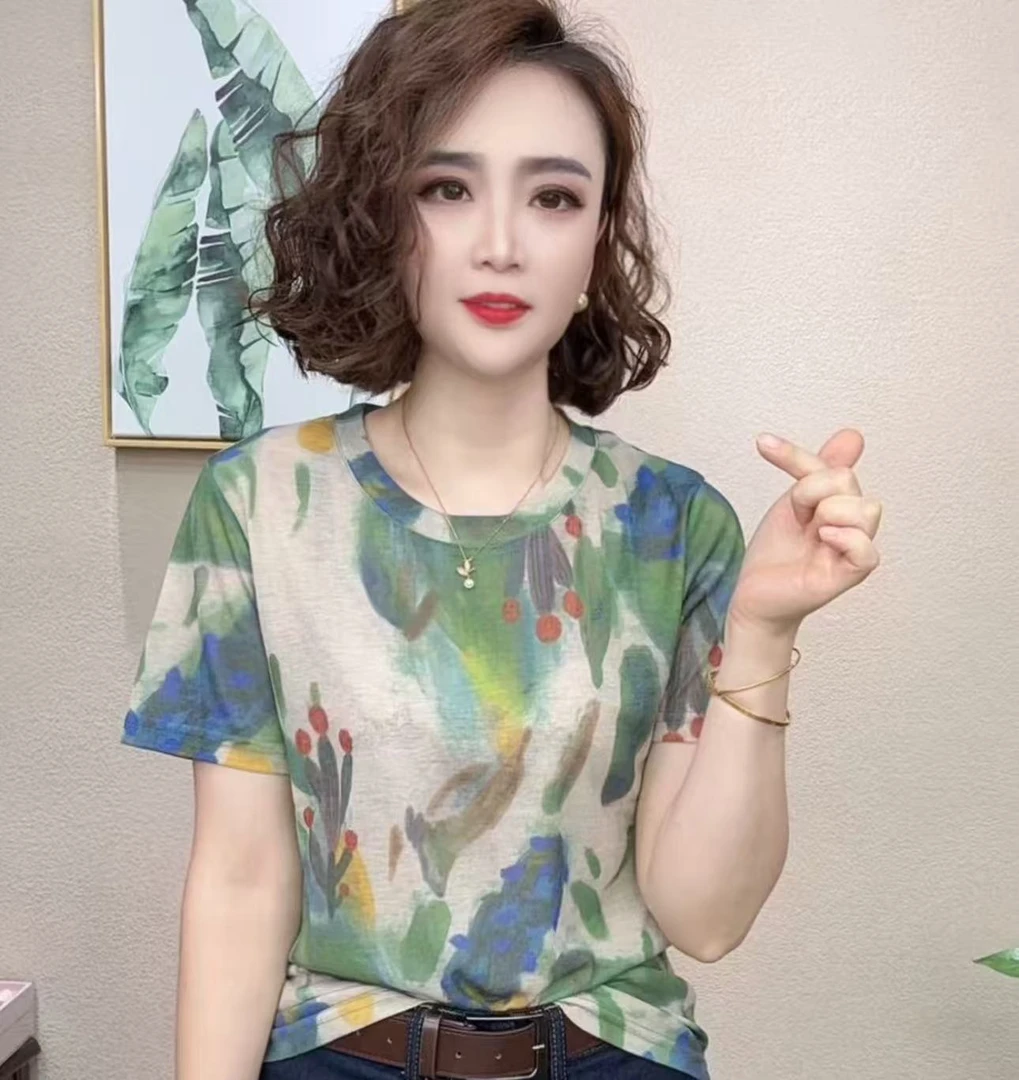 2025气质百搭减龄显瘦圆领短袖新款时设计感T恤#2225