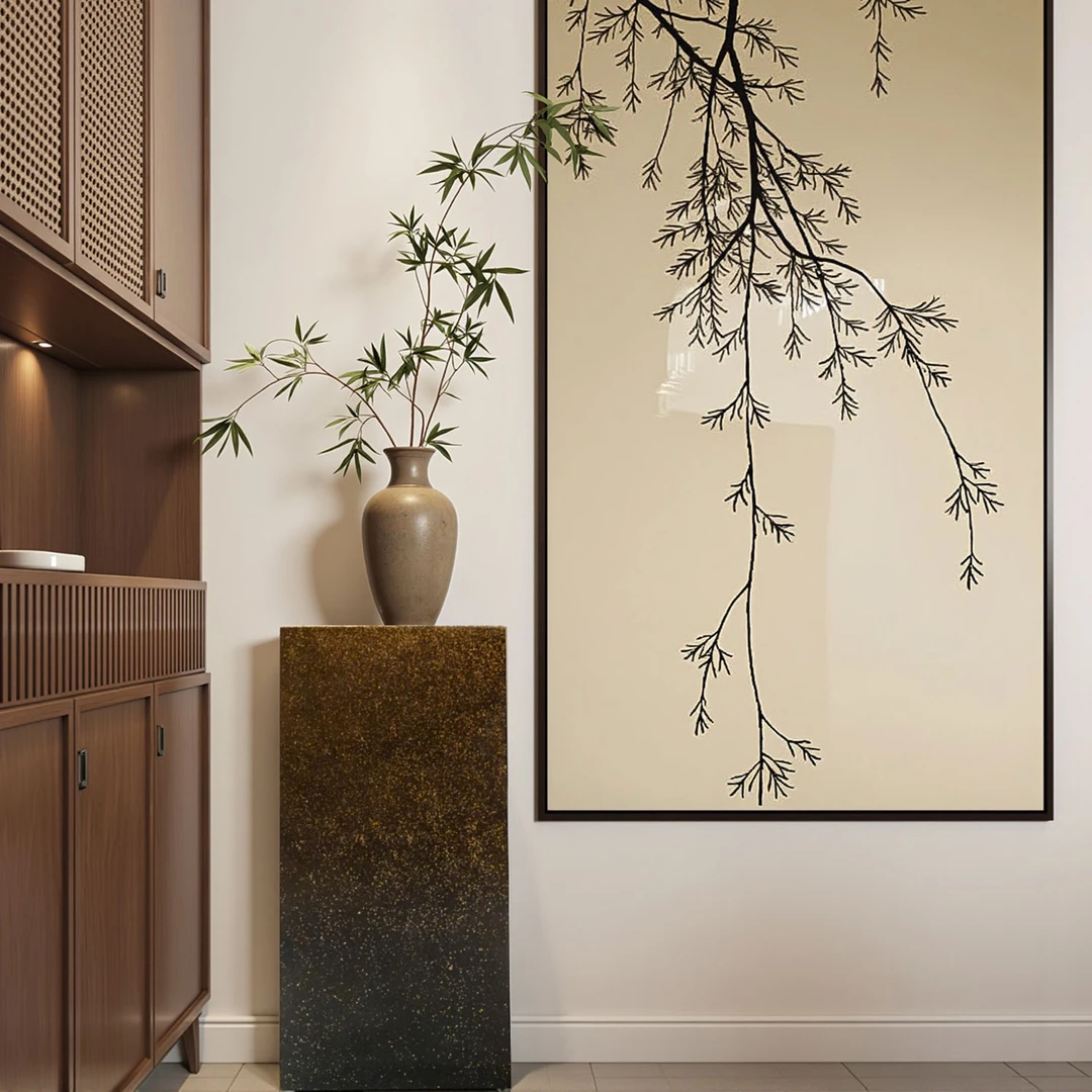 【本尼家】TS02柱形花几展示台底座中式玄关客厅落地置物边几