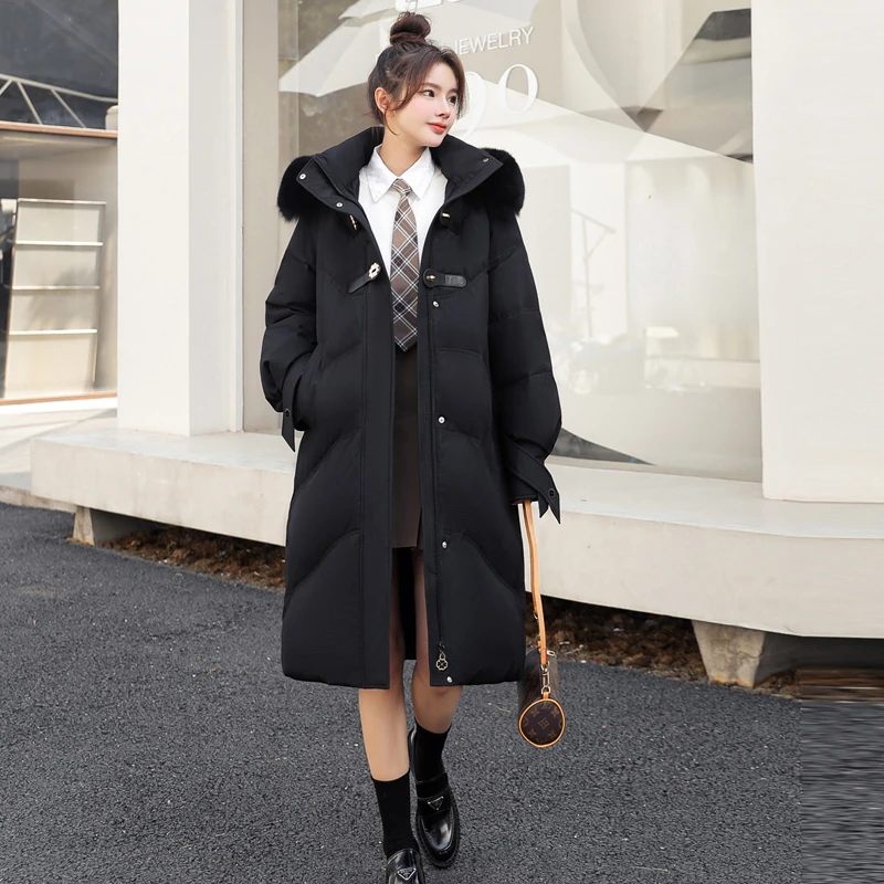 雪中飞2023冬季新款加厚保暖长款羽绒服气质修身X40143386F