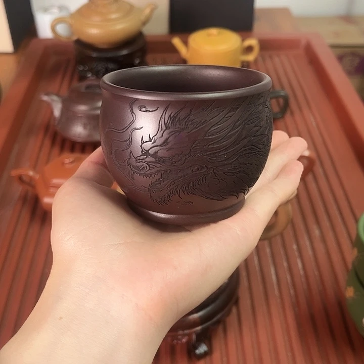 紫砂茶宠石红主人杯