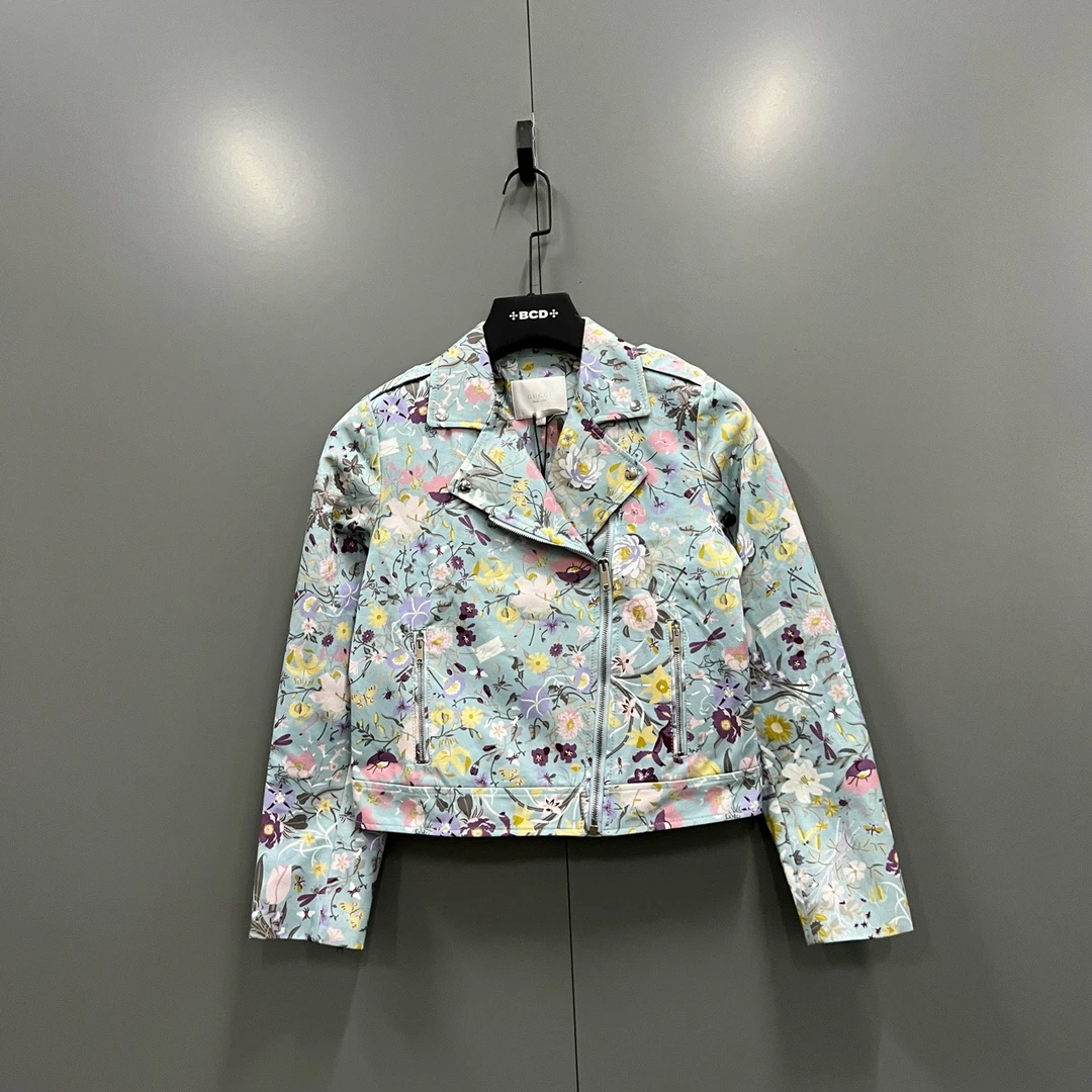95新 GUCCI/古驰 zz14 花卉斜拉链夹克 12码/95新/102984