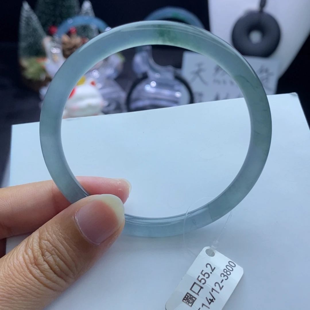 定制翡翠未镶嵌成品买断飘花白冰蓝55.2