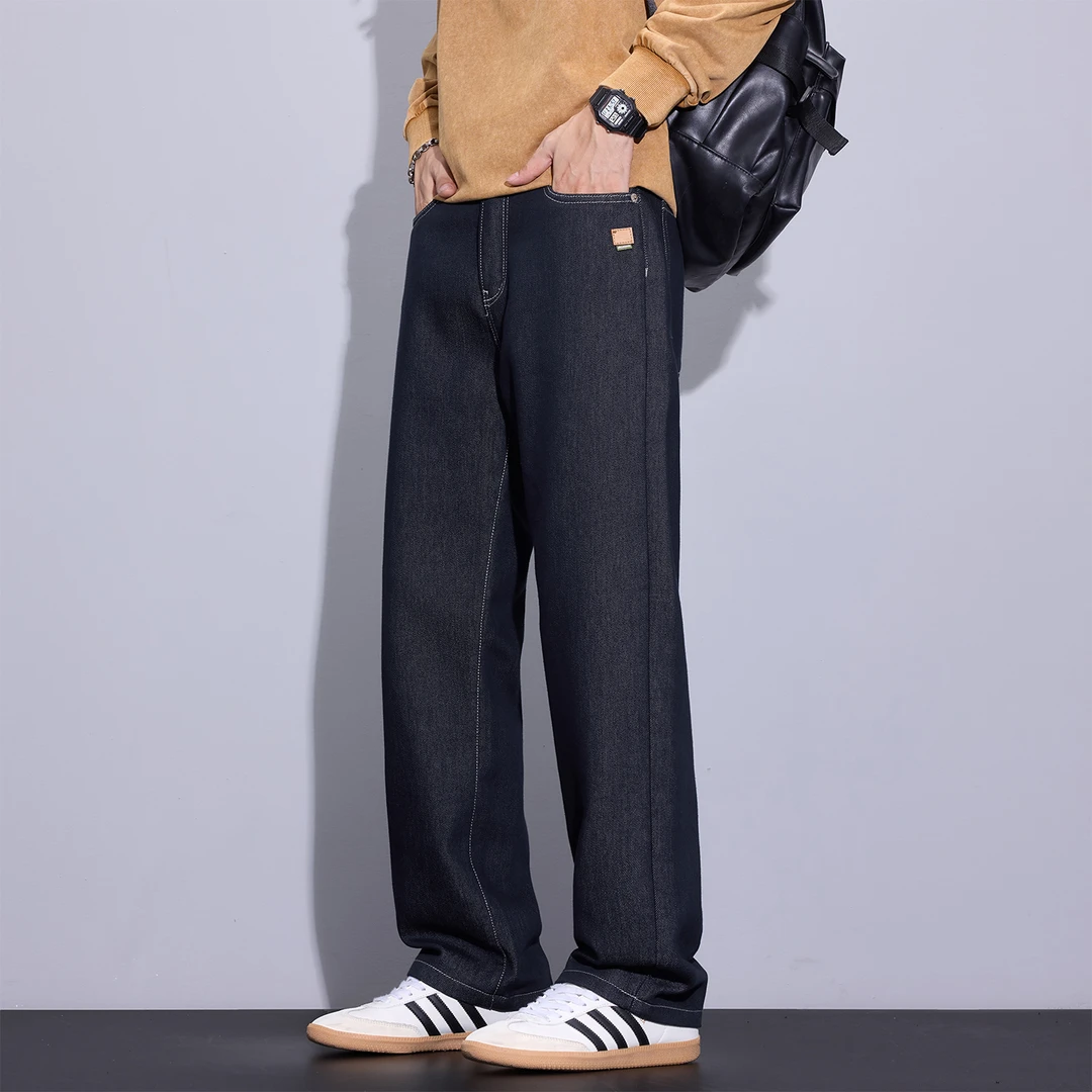 Kuvine2025秋季水洗简约cleanfit宽松直筒百搭复古耐磨牛仔裤男款