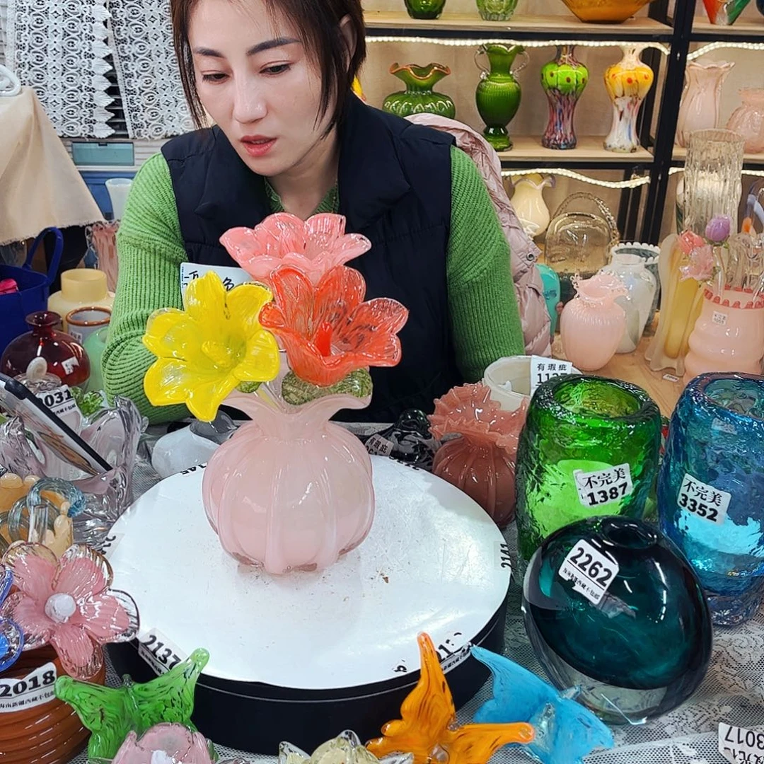 3花1瓶 家悦琉璃工艺品不完美瓶不完美