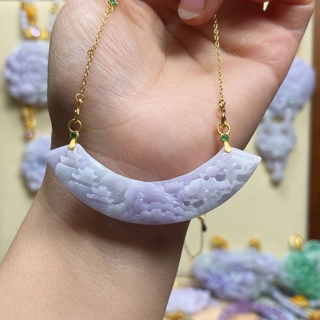 翡翠颈饰银S925镶嵌天然翡翠