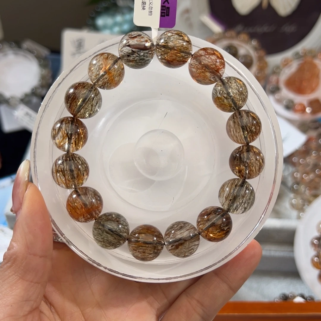 好***吖手链水晶未镶嵌黑金超七14m