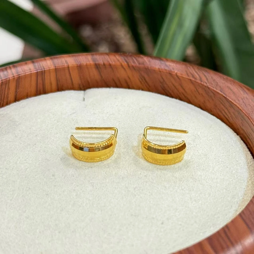 E【镜面七字勾】-足金999精工5耳饰