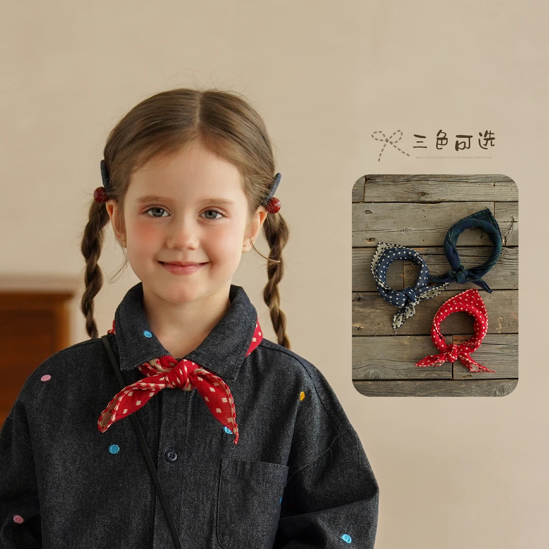 砚台家秋季儿童丝巾女童围巾中小童方巾2025年新款防风保暖薄款