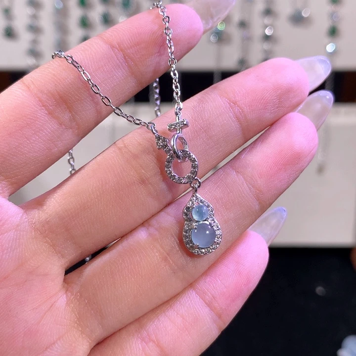 翡翠银S925镶嵌颈饰612蓝