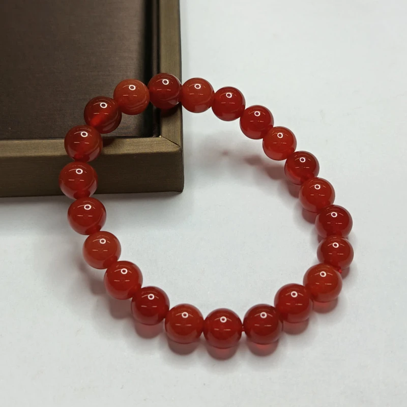 A197 四川凉山柿子红玛瑙手串8mm