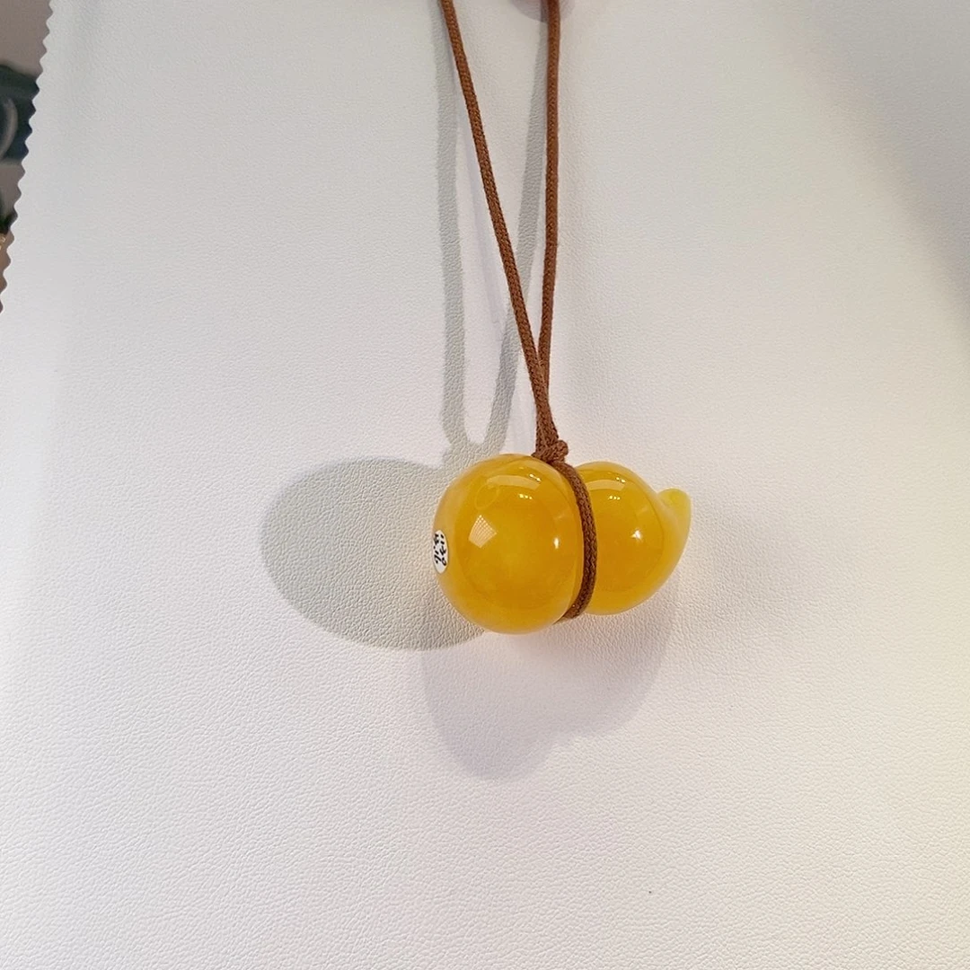 蜜蜡颈饰未镶嵌天然蜜蜡老胶皮料葫芦吊坠
